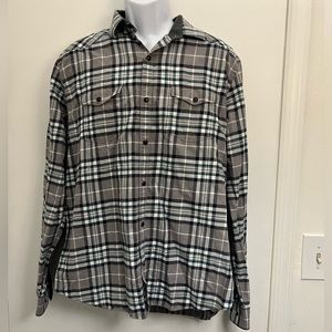 Express Men's Gray Plaid Fitted Long Sleeve Shirt Size XL